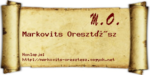 Markovits Oresztész névjegykártya